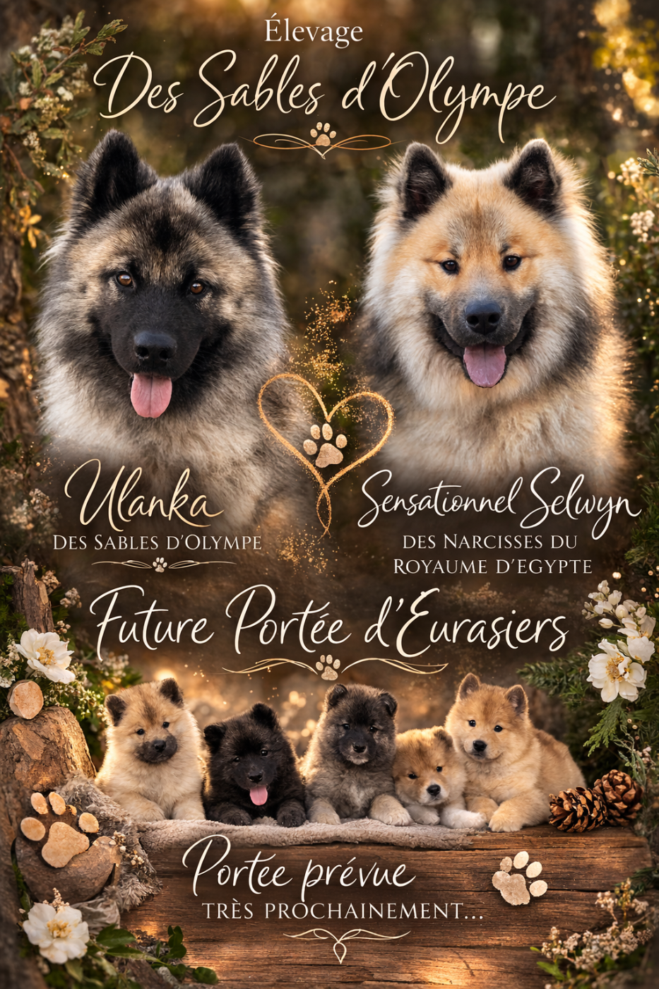 Des jolis bébés prochainement !! les heureux parents la belle Ulanka des Sables d'Olympe et le très joli Sensationnel Selwyn des Narcisses du Royaume d'Egypte